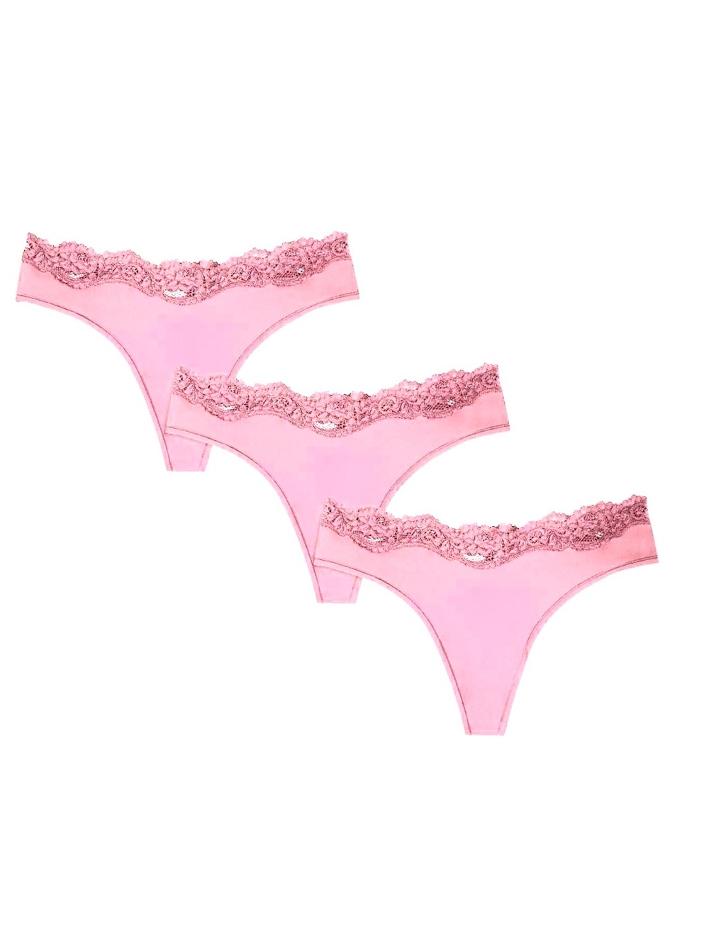 Quince Second Skin Lace Thong Pink Sz S NEW 3 Pack